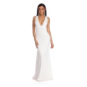 White full floor length form fitting dress